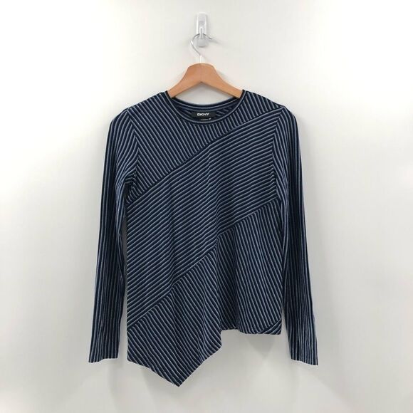 DKNY Striped Long -Sleeve Top New Navy XXS‎ - Picture 2 of 9